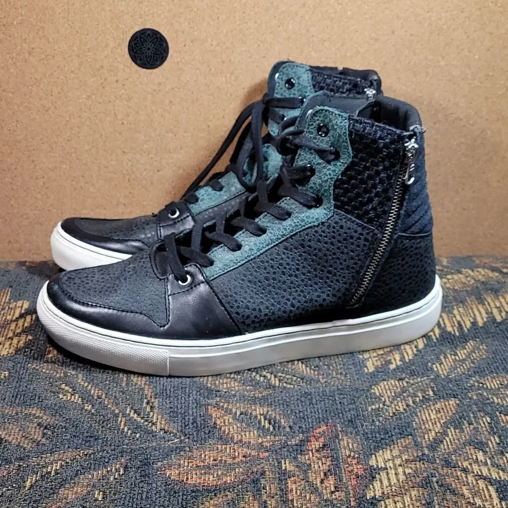 Creative Recreation Men's Adonis Black & Green Leather Fashion Sneaker- Size 10
